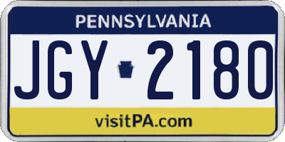 PA license plate JGY2180