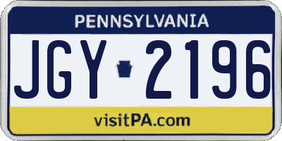 PA license plate JGY2196