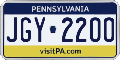 PA license plate JGY2200