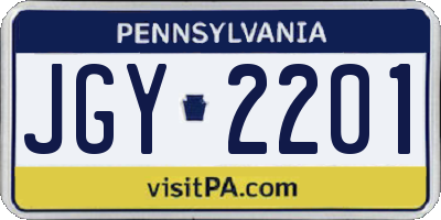 PA license plate JGY2201