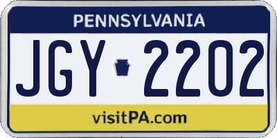 PA license plate JGY2202