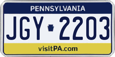 PA license plate JGY2203