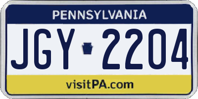 PA license plate JGY2204