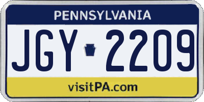 PA license plate JGY2209