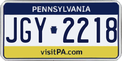 PA license plate JGY2218