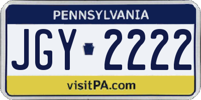 PA license plate JGY2222