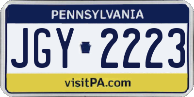 PA license plate JGY2223