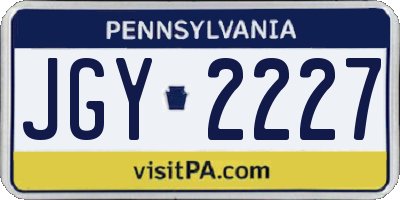 PA license plate JGY2227