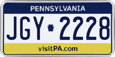 PA license plate JGY2228