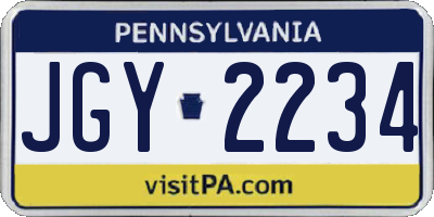 PA license plate JGY2234