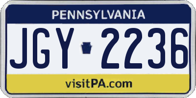 PA license plate JGY2236