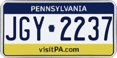 PA license plate JGY2237