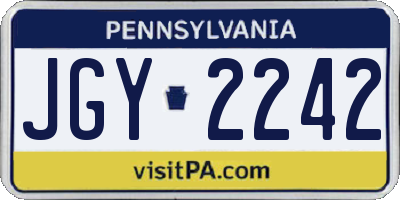 PA license plate JGY2242