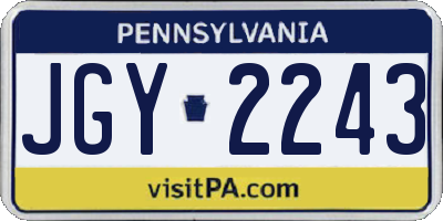 PA license plate JGY2243