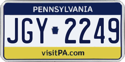 PA license plate JGY2249