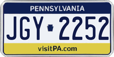 PA license plate JGY2252