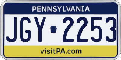 PA license plate JGY2253
