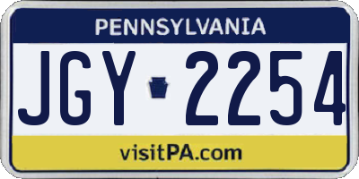 PA license plate JGY2254