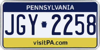 PA license plate JGY2258