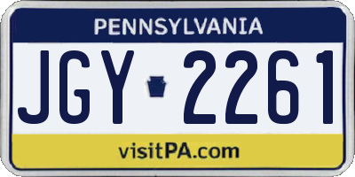 PA license plate JGY2261