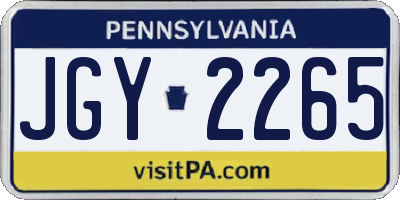 PA license plate JGY2265
