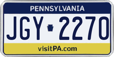 PA license plate JGY2270
