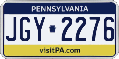 PA license plate JGY2276