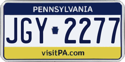 PA license plate JGY2277