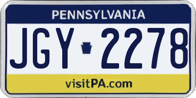 PA license plate JGY2278