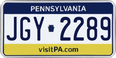 PA license plate JGY2289