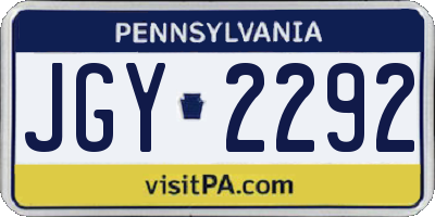 PA license plate JGY2292