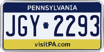 PA license plate JGY2293