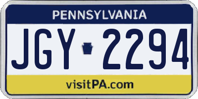 PA license plate JGY2294