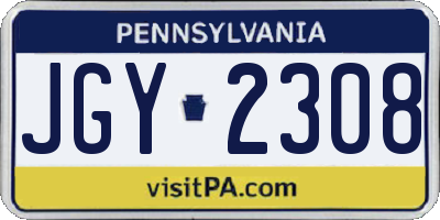 PA license plate JGY2308