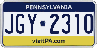 PA license plate JGY2310