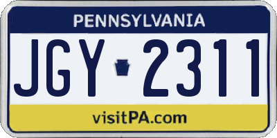 PA license plate JGY2311