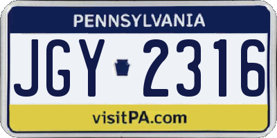 PA license plate JGY2316