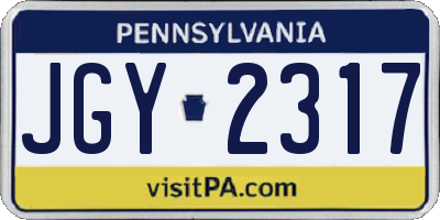 PA license plate JGY2317