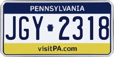 PA license plate JGY2318