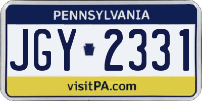 PA license plate JGY2331