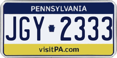 PA license plate JGY2333