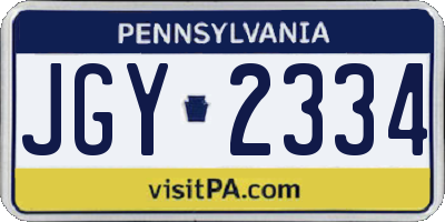 PA license plate JGY2334