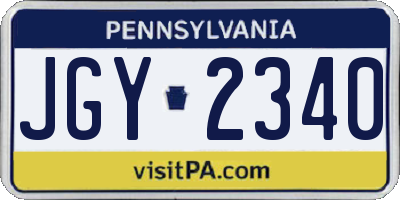 PA license plate JGY2340