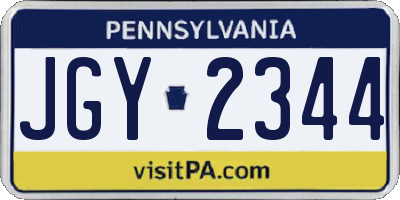 PA license plate JGY2344