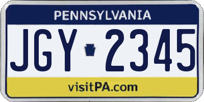PA license plate JGY2345