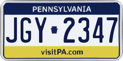 PA license plate JGY2347