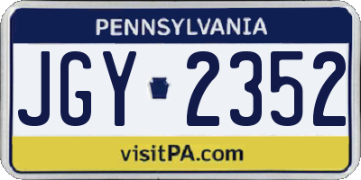 PA license plate JGY2352