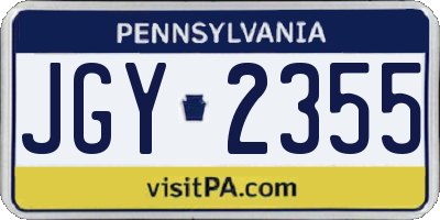 PA license plate JGY2355