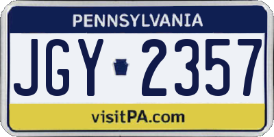 PA license plate JGY2357