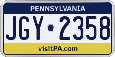 PA license plate JGY2358
